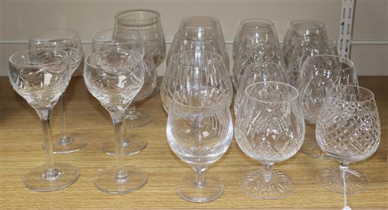 A collection of brandy glasses, etc.